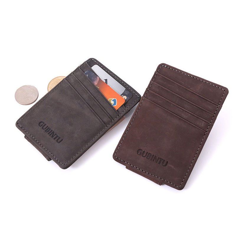 WALLET Leather Money Clip Wallet - Grey